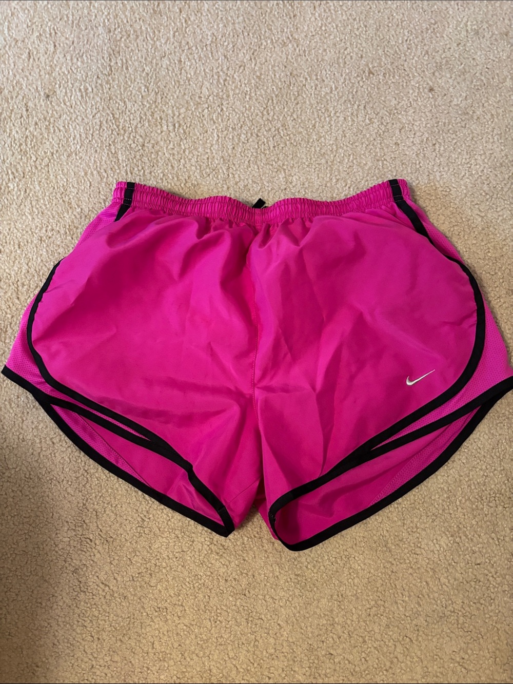 Nike Women's Vibrant Pink Athletic Shorts with Black Trim